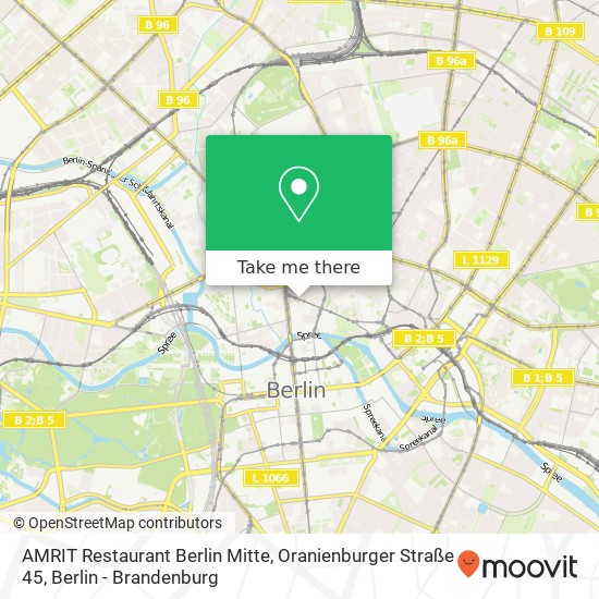 AMRIT Restaurant Berlin Mitte, Oranienburger Straße 45 Karte