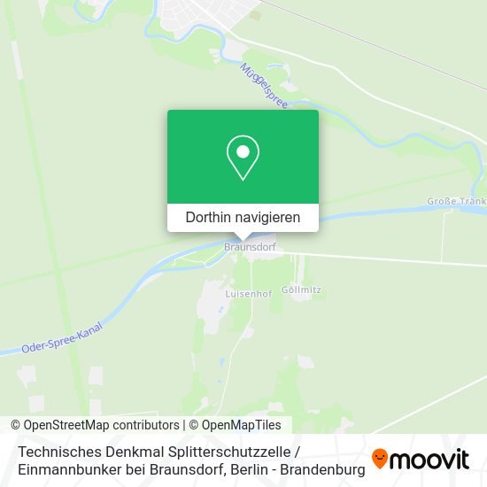 Technisches Denkmal Splitterschutzzelle / Einmannbunker bei Braunsdorf Karte