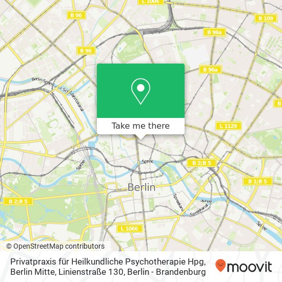 Privatpraxis für Heilkundliche Psychotherapie Hpg, Berlin Mitte, Linienstraße 130 Karte