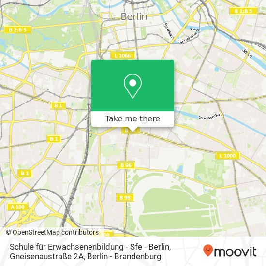 Schule für Erwachsenenbildung - Sfe - Berlin, Gneisenaustraße 2A Karte