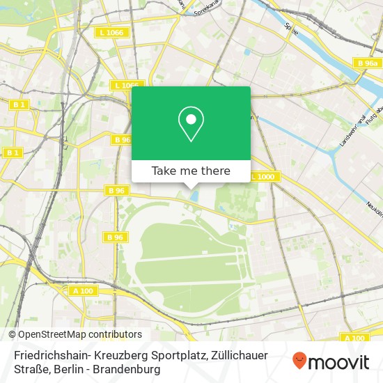 Friedrichshain- Kreuzberg Sportplatz, Züllichauer Straße Karte