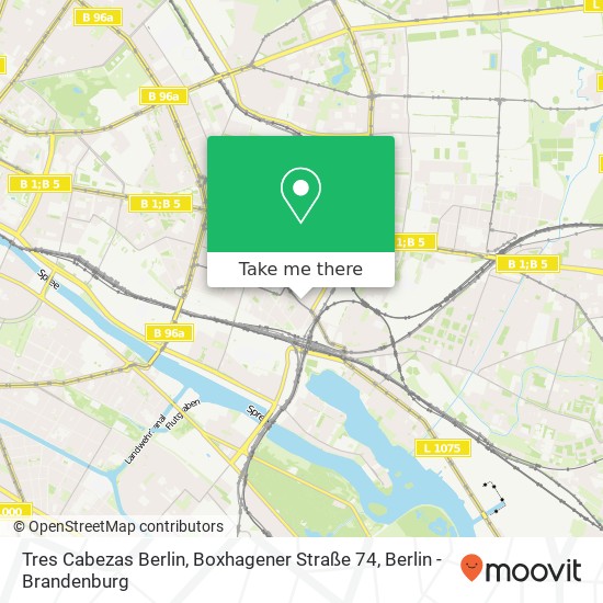 Tres Cabezas Berlin, Boxhagener Straße 74 Karte