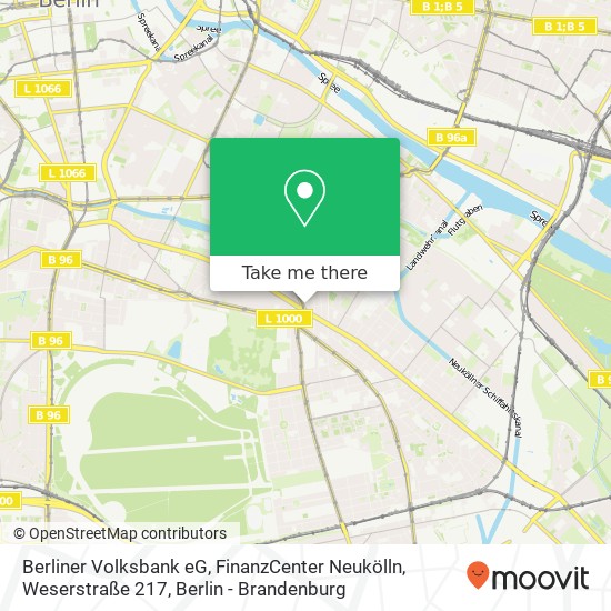 Berliner Volksbank eG, FinanzCenter Neukölln, Weserstraße 217 Karte
