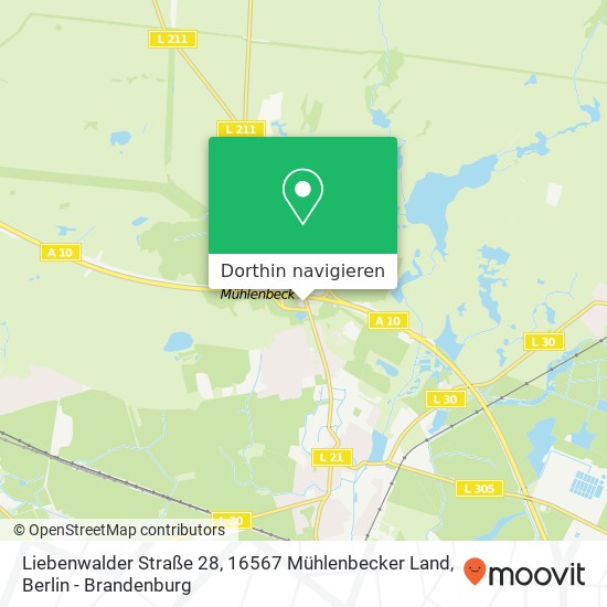 Liebenwalder Straße 28, 16567 Mühlenbecker Land Karte