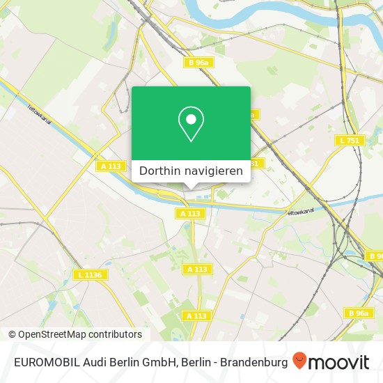EUROMOBIL Audi Berlin GmbH, Rudower Chaussee 47 Karte