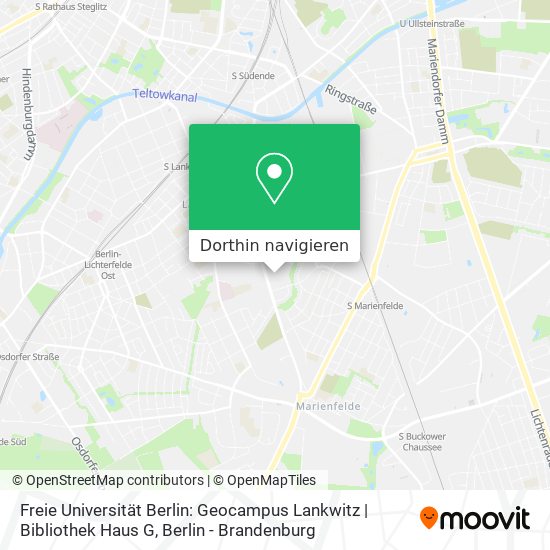 Freie Universität Berlin: Geocampus Lankwitz | Bibliothek Haus G Karte