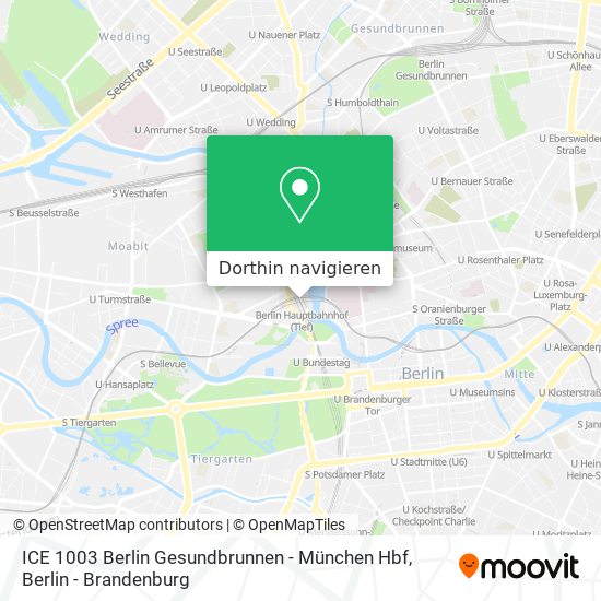 ICE 1003 Berlin Gesundbrunnen - München Hbf Karte