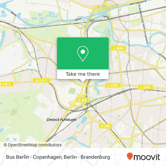 Bus Berlin - Copenhagen Karte
