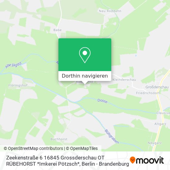 Zeekenstraße 6 16845 Grossderschau OT RÜBEHORST *Imkerei  Pötzsch* Karte