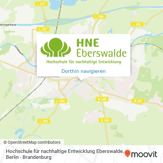 Hochschule für nachhaltige Entwicklung Eberswalde Karte