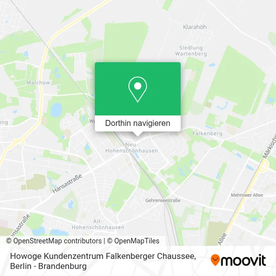 Howoge Kundenzentrum Falkenberger Chaussee Karte