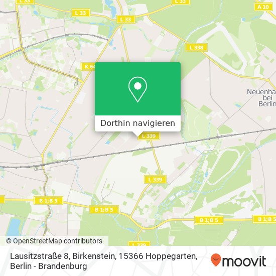 Lausitzstraße 8, Birkenstein, 15366 Hoppegarten Karte