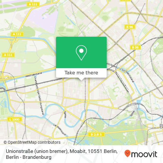 Unionstraße (union bremer), Moabit, 10551 Berlin Karte