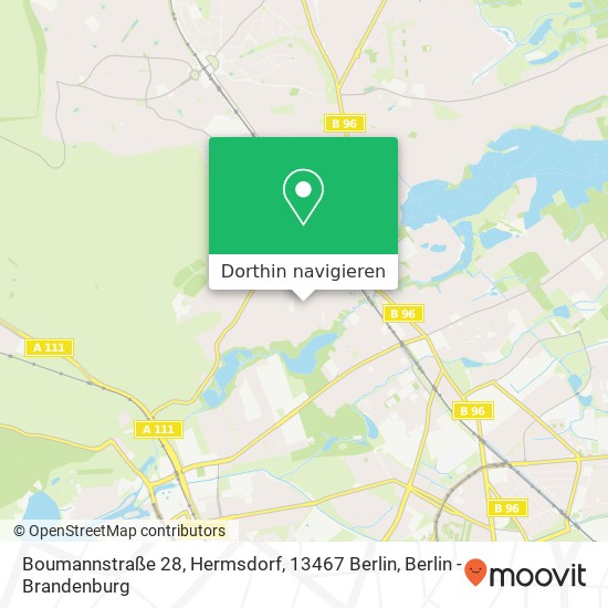 Boumannstraße 28, Hermsdorf, 13467 Berlin Karte