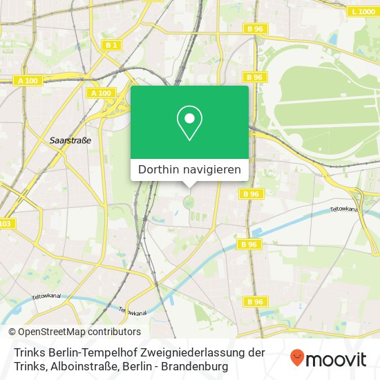Trinks Berlin-Tempelhof Zweigniederlassung der Trinks, Alboinstraße Karte