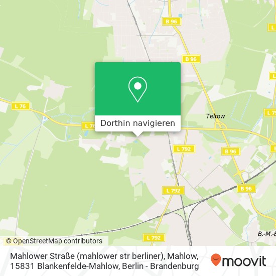 Mahlower Straße (mahlower str berliner), Mahlow, 15831 Blankenfelde-Mahlow Karte