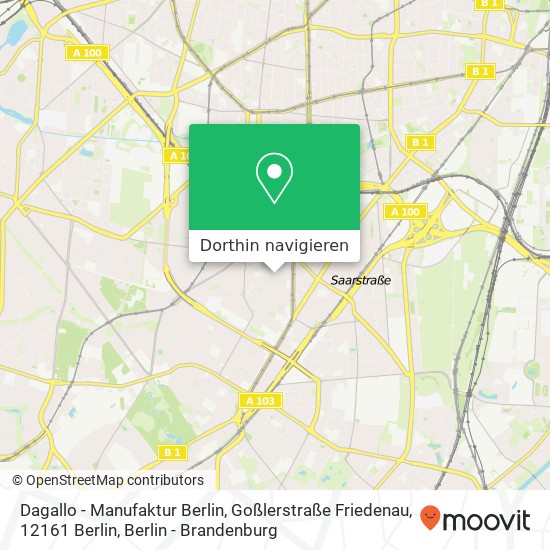 Dagallo - Manufaktur Berlin, Goßlerstraße Friedenau, 12161 Berlin Karte