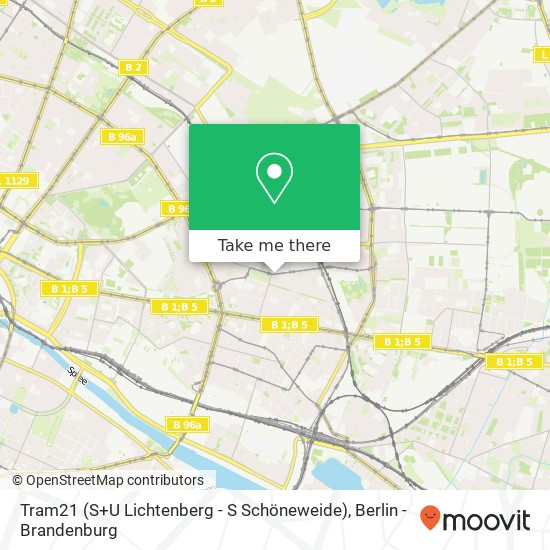 Tram21 (S+U Lichtenberg - S Schöneweide) Karte