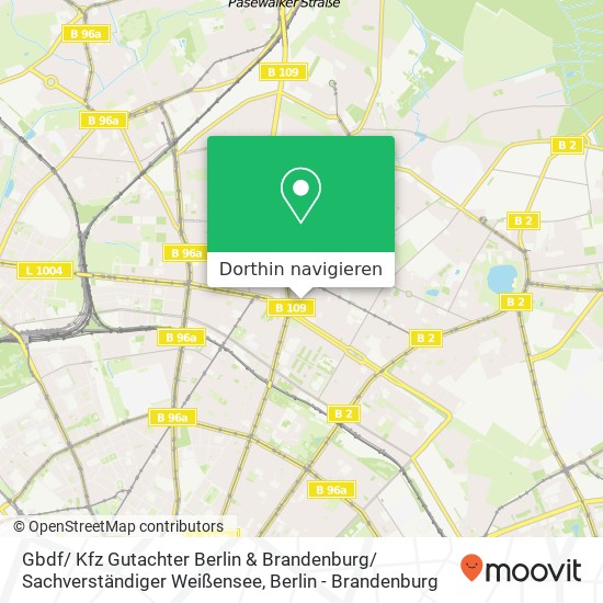 Gbdf/ Kfz Gutachter Berlin & Brandenburg/ Sachverständiger Weißensee, Lehderstraße 59 Karte