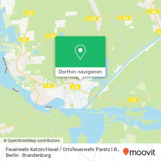 Feuerwehr Ketzin / Havel / Ortsfeuerwehr Paretz I.B. Karte