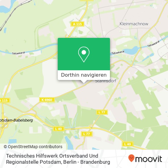 Technisches Hilfswerk Ortsverband Und Regionalstelle Potsdam Karte