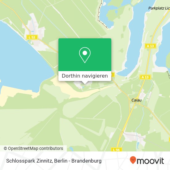 Schlosspark Zinnitz Karte