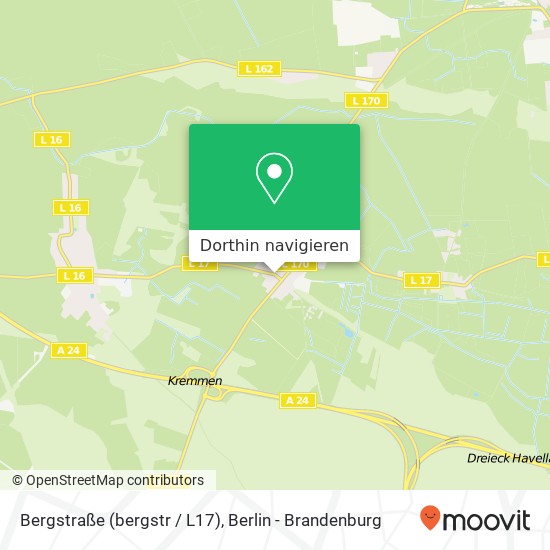 Bergstraße (bergstr / L17), Staffelde, 16766 Kremmen Karte