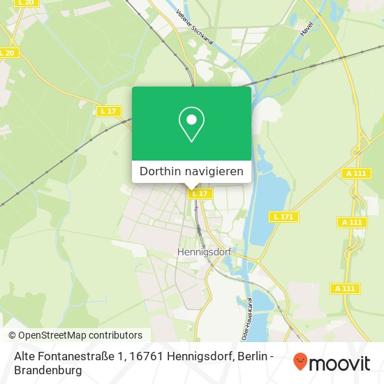 Alte Fontanestraße 1, 16761 Hennigsdorf Karte