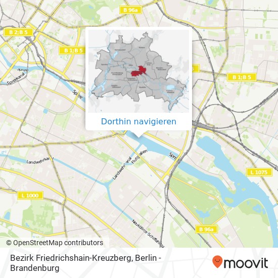 Bezirk Friedrichshain-Kreuzberg Karte