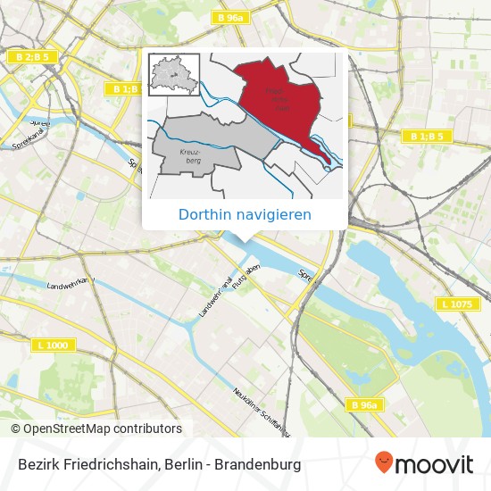 Bezirk Friedrichshain Karte