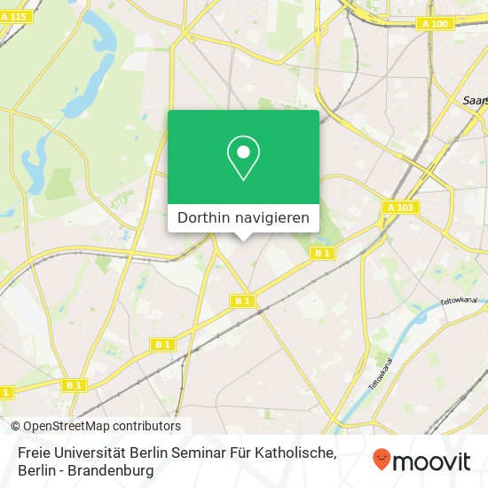 Freie Universität Berlin Seminar Für Katholische Karte