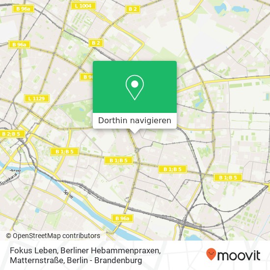 Fokus Leben, Berliner Hebammenpraxen, Matternstraße Karte
