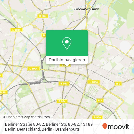 Berliner Straße 80-82, Berliner Str. 80-82, 13189 Berlin, Deutschland Karte