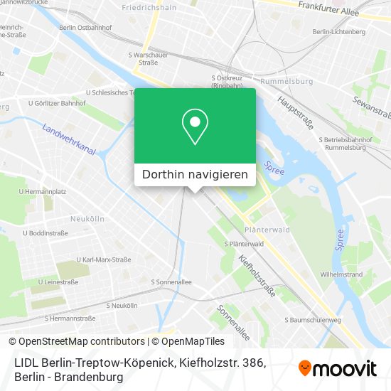 LIDL Berlin-Treptow-Köpenick, Kiefholzstr. 386 Karte