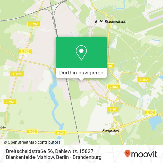 Breitscheidstraße 56, Dahlewitz, 15827 Blankenfelde-Mahlow Karte