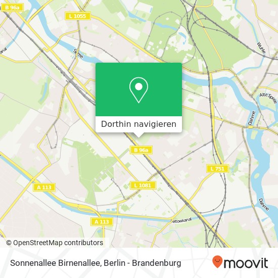 Sonnenallee Birnenallee, Adlershof, 12489 Berlin Karte