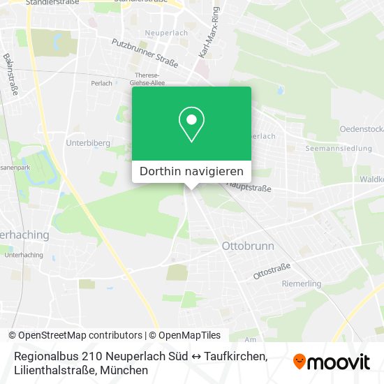 Regionalbus 210 Neuperlach Süd ↔ Taufkirchen, Lilienthalstraße Karte