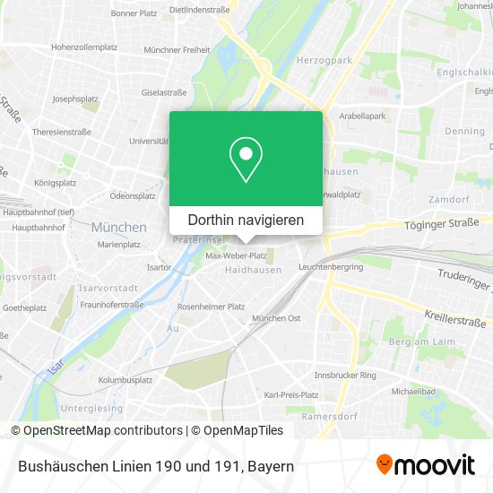 Bushäuschen Linien 190 und 191 Karte