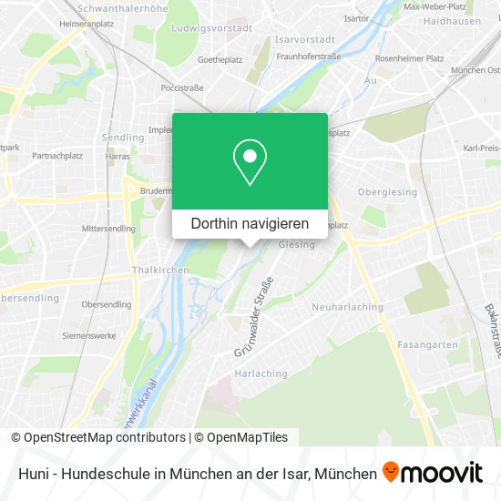 Huni - Hundeschule in München an der Isar Karte