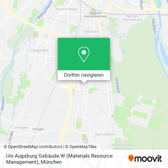 Uni Augsburg Gebäude W (Materials Resource Management) Karte
