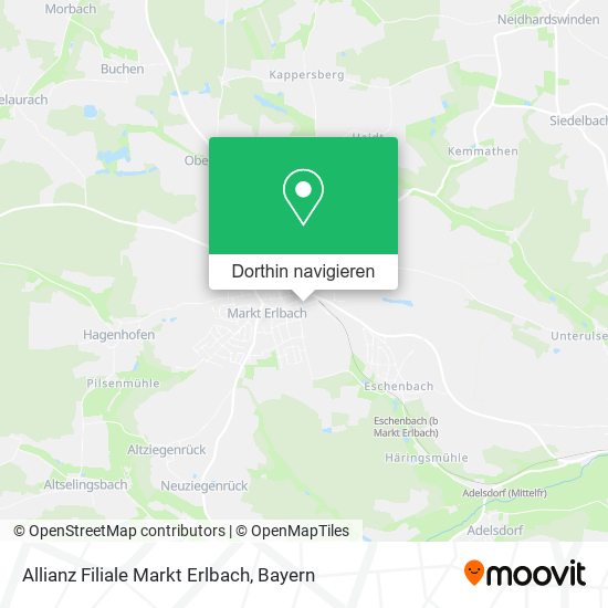 Allianz Filiale Markt Erlbach Karte