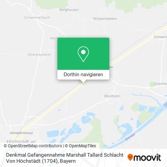 Denkmal Gefangennahme Marshall Tallard Schlacht Von Höchstädt (1704) Karte