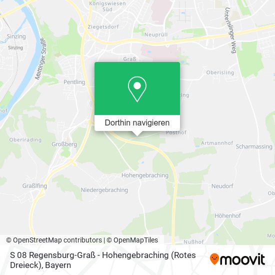 S 08 Regensburg-Graß - Hohengebraching (Rotes Dreieck) Karte