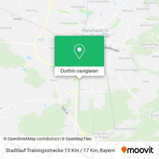 Stadtlauf Trainingsstrecke 13 Km / 17 Km Karte