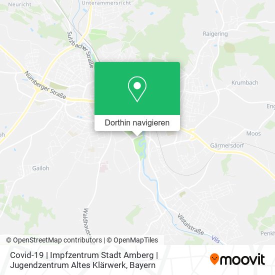 Covid-19 | Impfzentrum Stadt Amberg | Jugendzentrum Altes Klärwerk Karte