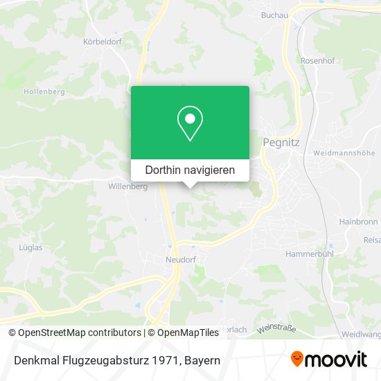 Denkmal Flugzeugabsturz 1971 Karte