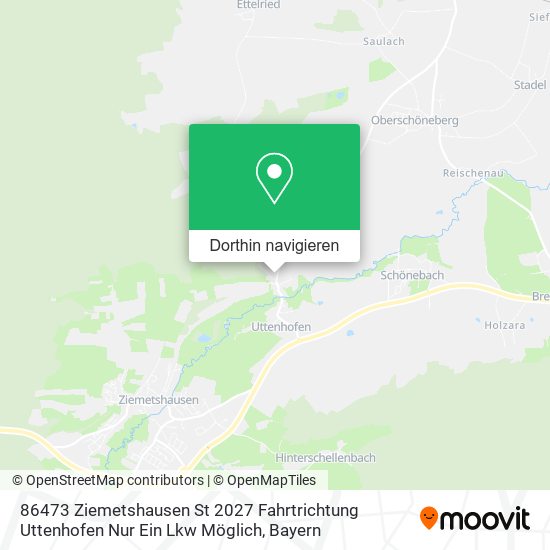 86473 Ziemetshausen St 2027 Fahrtrichtung Uttenhofen Nur Ein Lkw Möglich Karte