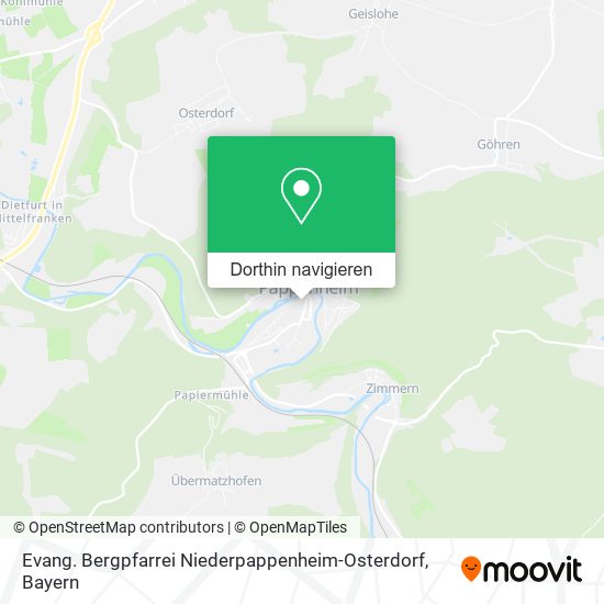 Evang. Bergpfarrei Niederpappenheim-Osterdorf Karte