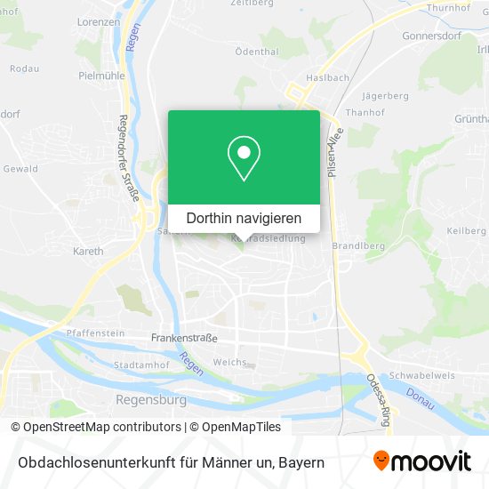 Obdachlosenunterkunft für Männer un Karte