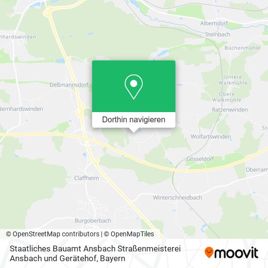 Staatliches Bauamt Ansbach Straßenmeisterei Ansbach und Gerätehof Karte